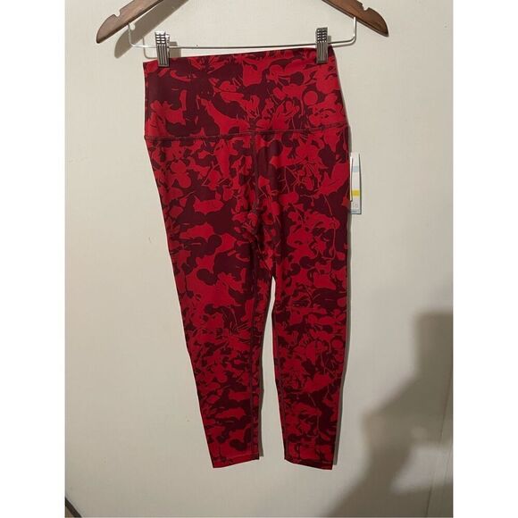 Zella Studio Lite Flex High Waist 7/8 Leggings Burgundy London Roisin Camo Small - Picture 1 of 6